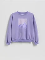 Bluzki dla dziewczynek - Reserved - Bawełniana bluza z nadrukiem - fioletowy - miniaturka - grafika 1