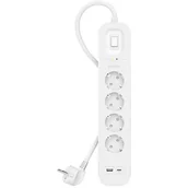 Listwy zasilające - Belkin SurgePlus 4x Schuko 1xUSB-A 1x USB-C 525J 2m - miniaturka - grafika 1