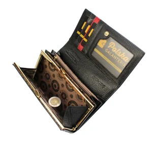 Portfel Damski Skórzany Peterson Złota Klamra Skóra Naturalna RFID PL 466 CZARNY 15,5 x 9,5 x 3 [cm] - Portfele - miniaturka - grafika 8