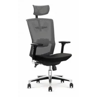 Fotele i krzesła biurowe - Ergonomiczny fotel obrotowy z regulacją zagłówka Arton - czarno - popielaty - miniaturka - grafika 1