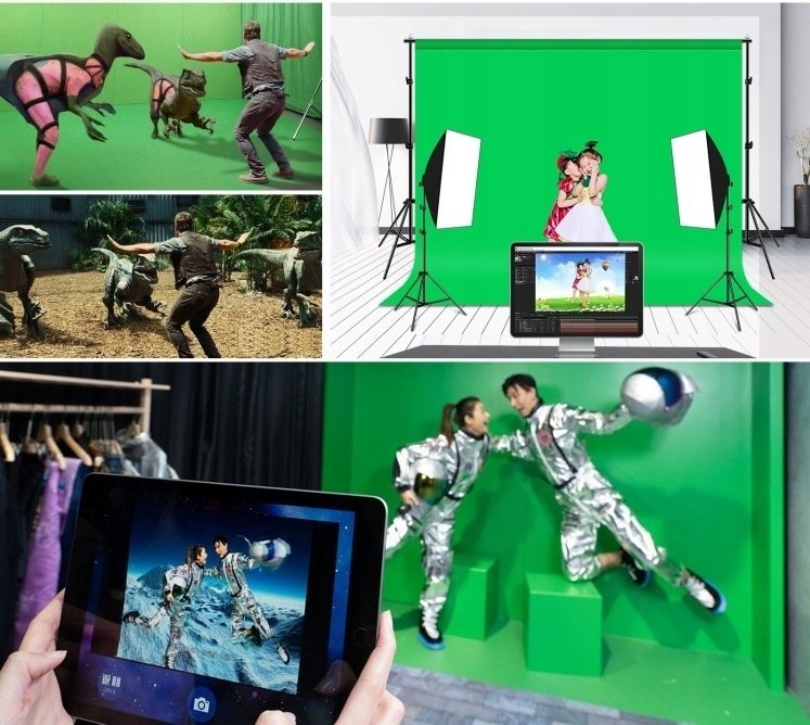 GlareOne Tło materiałowe zielone typu green screen 3x2m