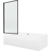 Wanny - Mexen Cube wanna prostokątna 170 x 80 cm z obudową i parawanem 1-skrzydłowym 70 cm, czarny wzór - miniaturka - grafika 1