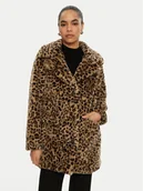 Płaszcze damskie - Vero Moda Futro Lissy 10328799 Brązowy Loose Fit - miniaturka - grafika 1