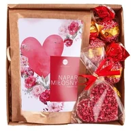 Zestawy upominkowe - PREZENT na Walentynki kosz prezentowy zestaw upominek od serca napar i słodycze - miniaturka - grafika 1