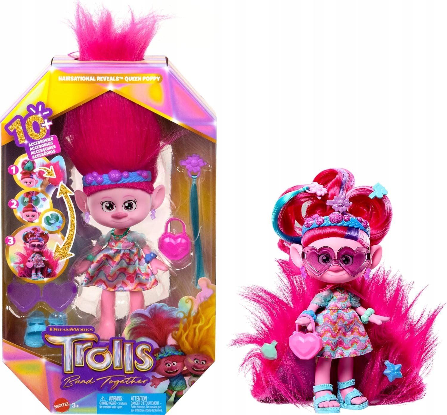 Poppy Lalka Mattel Trolle Trolls Zestaw Wyczesane niespodzianki HNF16