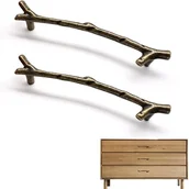 Zawiasy, okucia i inne akcesoria - Uchwyt do szafki kuchennej 2 sztuki, klamki w kształcie gałęzi, uchwyt do szafki kuchennej ze stopu cynku - miniaturka - grafika 1