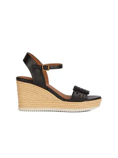 Geox Skórzane sandały "Ponza" w kolorze czarnym na koturnie - Sandały damskie - miniaturka - grafika 1