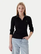Bluzki damskie - Calvin Klein Bluzka Ls Woven Label LV047E203G Czarny Slim Fit - miniaturka - grafika 1