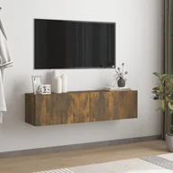 Szafki RTV - Lumarko Ścienna szafka pod telewizor, przydymiony dąb, 120x30x30 cm - miniaturka - grafika 1