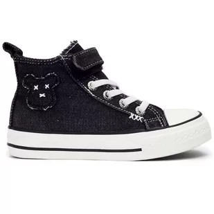 Trampki Dziecięce Jeansowe Czarne Wysokie Wygodne Na Rzepy Buty 33 - Buty dla dziewczynek - miniaturka - grafika 1