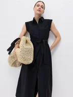 Sukienki - Reserved - Sukienka midi z wiązaniem - czarny - miniaturka - grafika 1