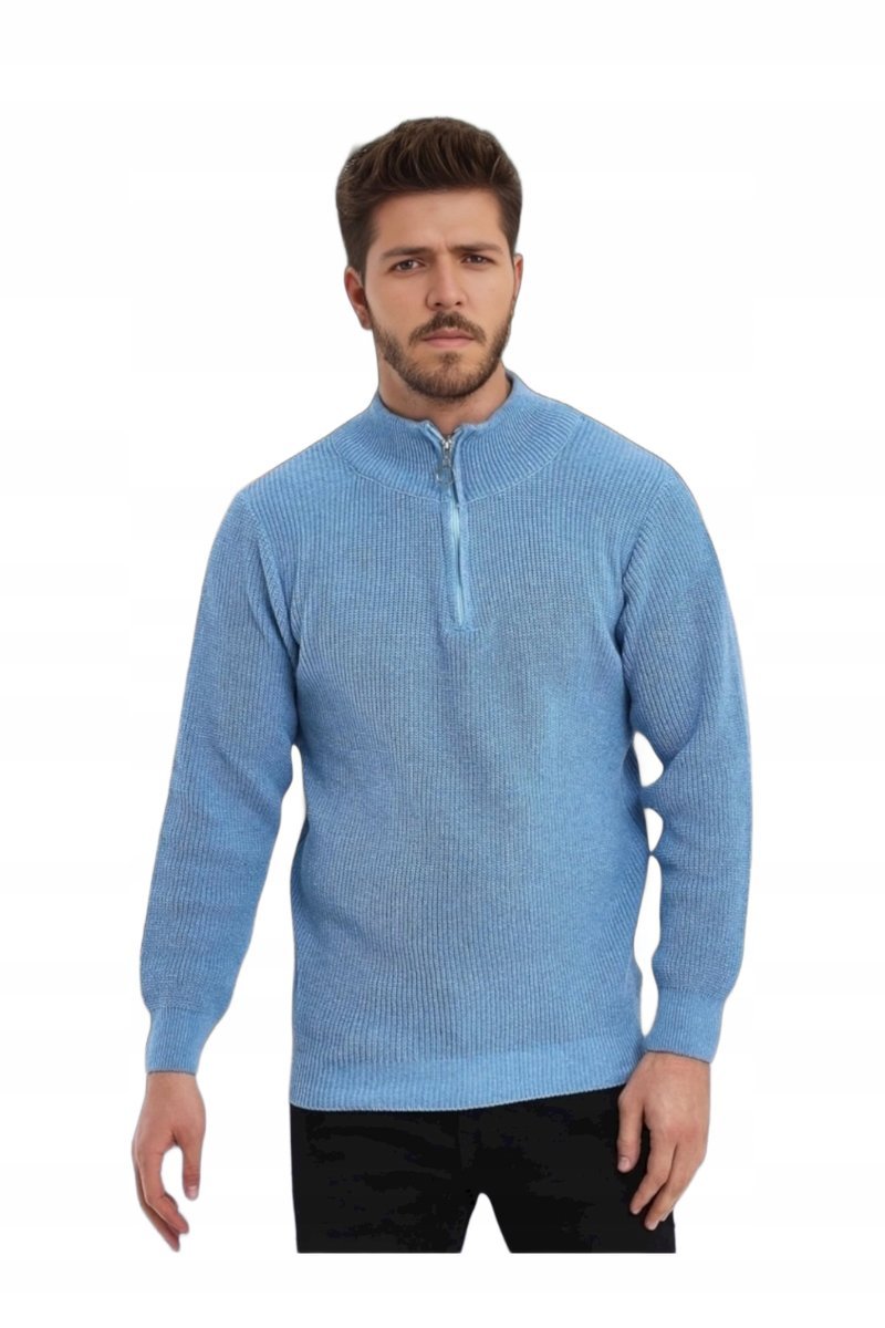 MAYASTYLE 3-PACK SWETER MĘSKI Z PÓŁGOLFEM I ZAMKIEM S OPA