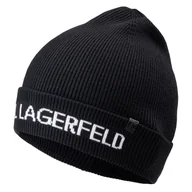 Czapki damskie - Damska Czapka zimowa KARL LAGERFELD K/STUDIO PRINT BEANIE 216W3405-998 – Czarny - miniaturka - grafika 1