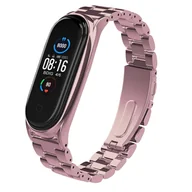 Akcesoria do pulsometrów i zegarków sportowych - Metalowa Opaska, Bransoleta Do Xiaomi Mi Band 5/6 (Jasnoróżowa) - miniaturka - grafika 1