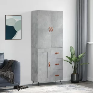 vidaXL Witrynka, szarość betonu 69,5x34x180 cm materiał drewnopochodny - Witryny - miniaturka - grafika 1