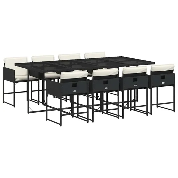 Zestaw mebli ogrodowych 220 x 106 x 73 cm, czarny z kremowymi poduszkami