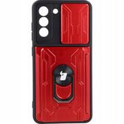Etui i futerały do telefonów - Bizon Etui Case Camshield Card Slot Ring Galaxy S21 FE czerwone BCCSCSRGALS21FERD - miniaturka - grafika 1