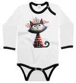 Body dla niemowląt - Body dziecięce Szary Kot Kotek Ubrany W Lampki Choinkowe Święta 86/92 - miniaturka - grafika 1