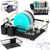 Suszarki do naczyń - Suszarka do suszenia naczyń na naczynia stojąca czarna metalowa 45x33x18cm VILDE 229188 - miniaturka - grafika 1