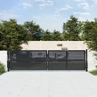 Bramy garażowe - vidaXL Brama ogrodowa, antracytowa, 400x125 cm, stal - miniaturka - grafika 1