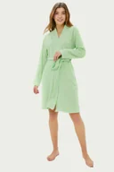 Szlafroki damskie - Damski szlafrok na guziki GABRIELLA XL Jasnozielony - miniaturka - grafika 1