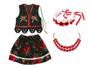 ZESTAW KRAKOWIANKA CZARNY 98-110 4el - Dresy i komplety dla dziewczynek - miniaturka - grafika 1