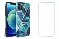 Etui i futerały do telefonów - Etui Marble Blue + Szkło Ochronne do iPhone 12 / 12 Pro - miniaturka - grafika 1