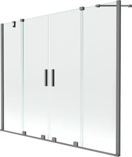 Mexen Velar Duo parawan nawannowy 2-skrzydłowy rozsuwany 170 x 150 cm, transparent, gun metal - 896-170-000-02-95 - Parawany nawannowe - miniaturka - grafika 1