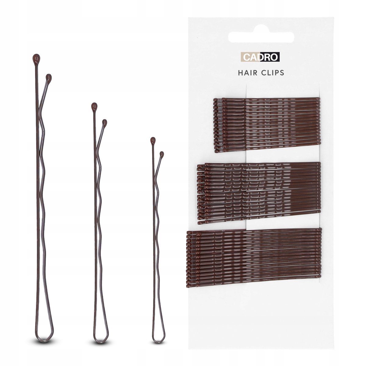Wsuwki do włosów brązowe komplet 145 sztuk 3 rozmiary klasyczne bez niklu