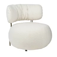 Fotele - King Home Fotel LOW TEDDY biały - tkanina teddy, podstawa mosiądz KH.34042 - miniaturka - grafika 1