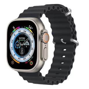 Pasek do Apple Watch 41mm / 40mm / 38mm Silikonowy falisty wzór Dux Ducis Jet Black - Akcesoria do smartwatchy - miniaturka - grafika 1