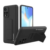 Etui i futerały do telefonów - Wozinsky Kickstand Case silikonowe etui z podstawką etui Xiaomi Redmi Note 11S / Note 11 czarne - miniaturka - grafika 1