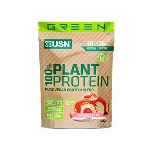 Białko wegańskie USN Plant Protein 100% 900 g Truskawka (6009544920533) - Odżywki białkowe - miniaturka - grafika 1