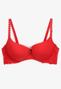 Czerwony Biustonosz Typu Full Cup z Koronką i Usztywnionymi Miseczkami Luetta - Biustonosze - miniaturka - grafika 1