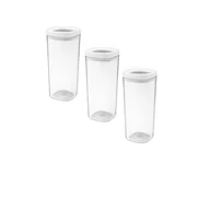 Pojemniki kuchenne - Zestaw 3 pojemników spożywczych transparentnych białych 1800 ml AMOS - miniaturka - grafika 1
