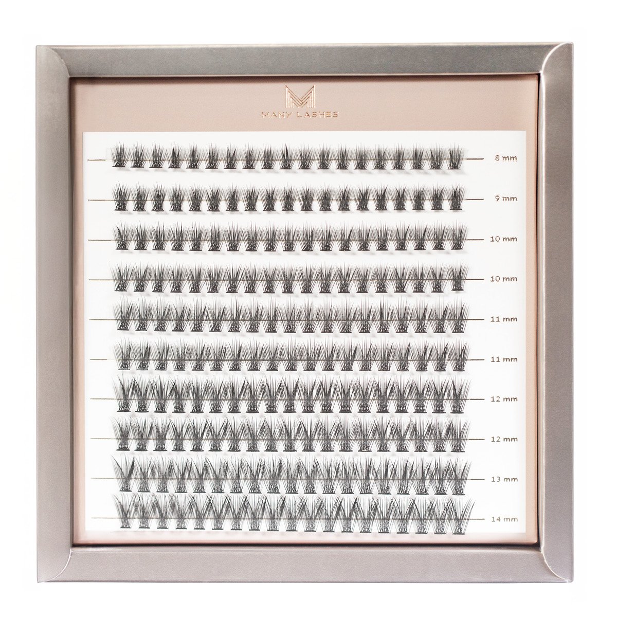 Many Lashes Ultra Volume 40D Master Box Zestaw kępek rzęs do makijażu 8-14 mm Skręt B - delikatny skręt