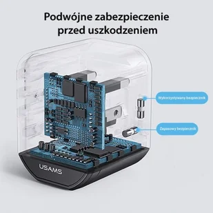 USAMS Adapter siec 2xUSB+1xUSB-C T59 20W 4w1 US/AU/EU/UK czarny/black CC179TC01 (US-CC179) Univesal Travel Charger - Ładowarki do telefonów - miniaturka - grafika 9