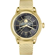 Zegarki damskie - Zegarek damski Aviator MOONFLIGHT V.1.33.1.344.5 Swiss Made złoty na bransolecie - miniaturka - grafika 1