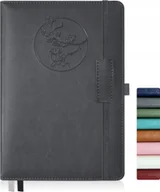 Zeszyty szkolne - NOTATNIK A5 256 STRON 100 G/M² SKÓRZANY W LINIE TWARDA OKŁADKA SZARY - miniaturka - grafika 1