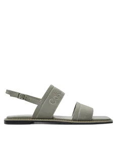 Calvin Klein Sandały Flat Sandal He HW0HW01990 Szary - Sandały damskie - miniaturka - grafika 1