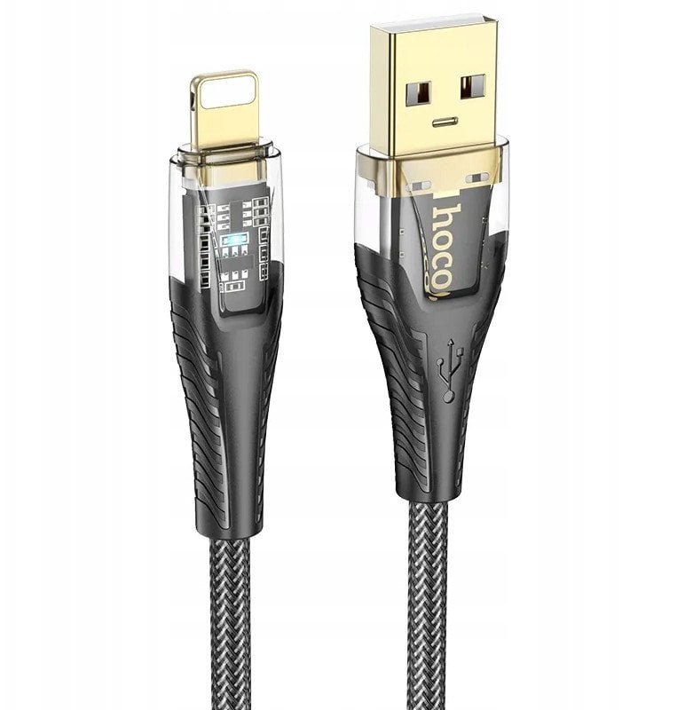 Kabel USB A do Lightning Hoco 2,4A 1,2 m U121 czarny transparentny