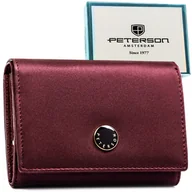 Portfele - Mały portfel damski fioletowy modny na gotówkę karty dokumenty PETERSON skóra naturalna i ekologiczna klasyczny na zatrzask bilon na bigiel ochrona .. - Empik - miniaturka - grafika 1