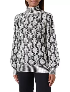 CARNEA Damski sweter z dzianiny 10425115-CA04, wełniany biały czarny, XL/XXL, wełniany biały czarny, XL-XXL - Swetry damskie - miniaturka - grafika 1