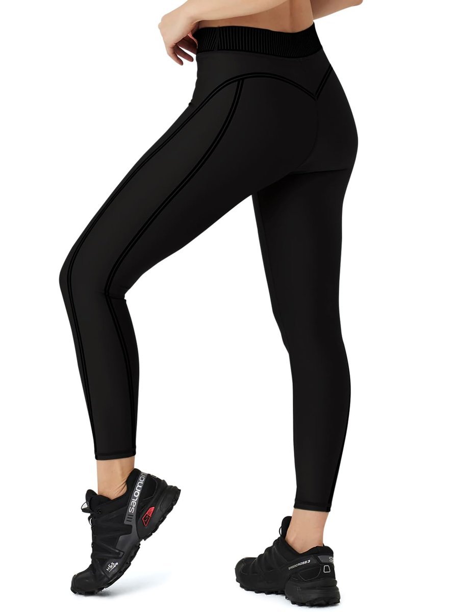 Legginsy Damskie Sportowe Fitness Kryjące Z Wysokim Stanem Czarne L