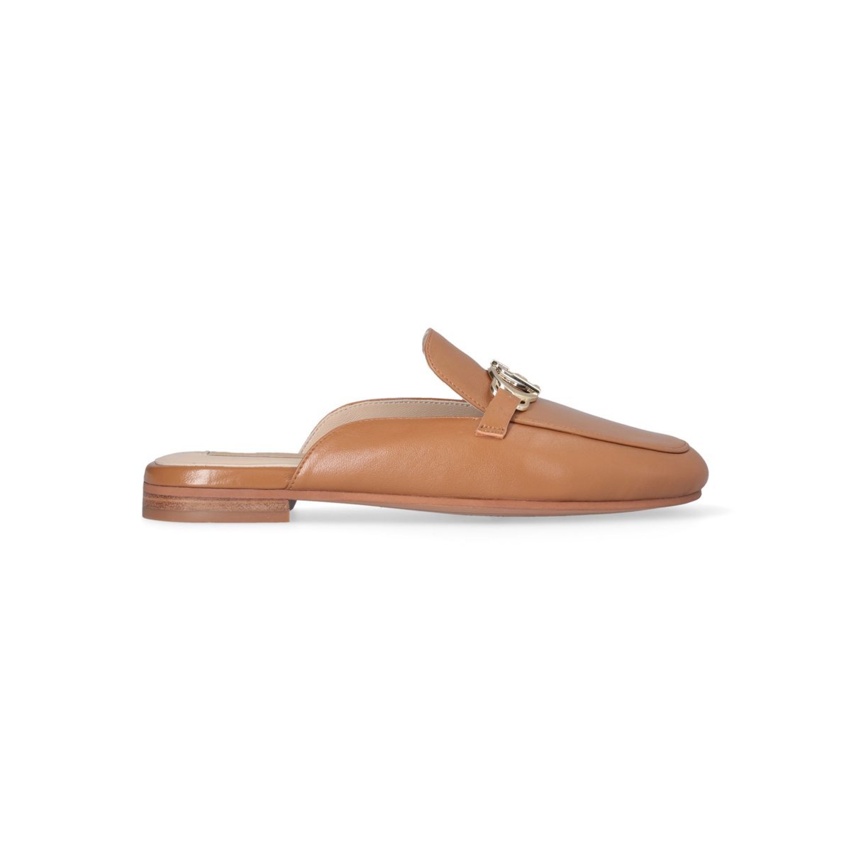 Liu Jo Slippers Marrone Emel in Pelle Nappa con Morsetto e Logo Metallico