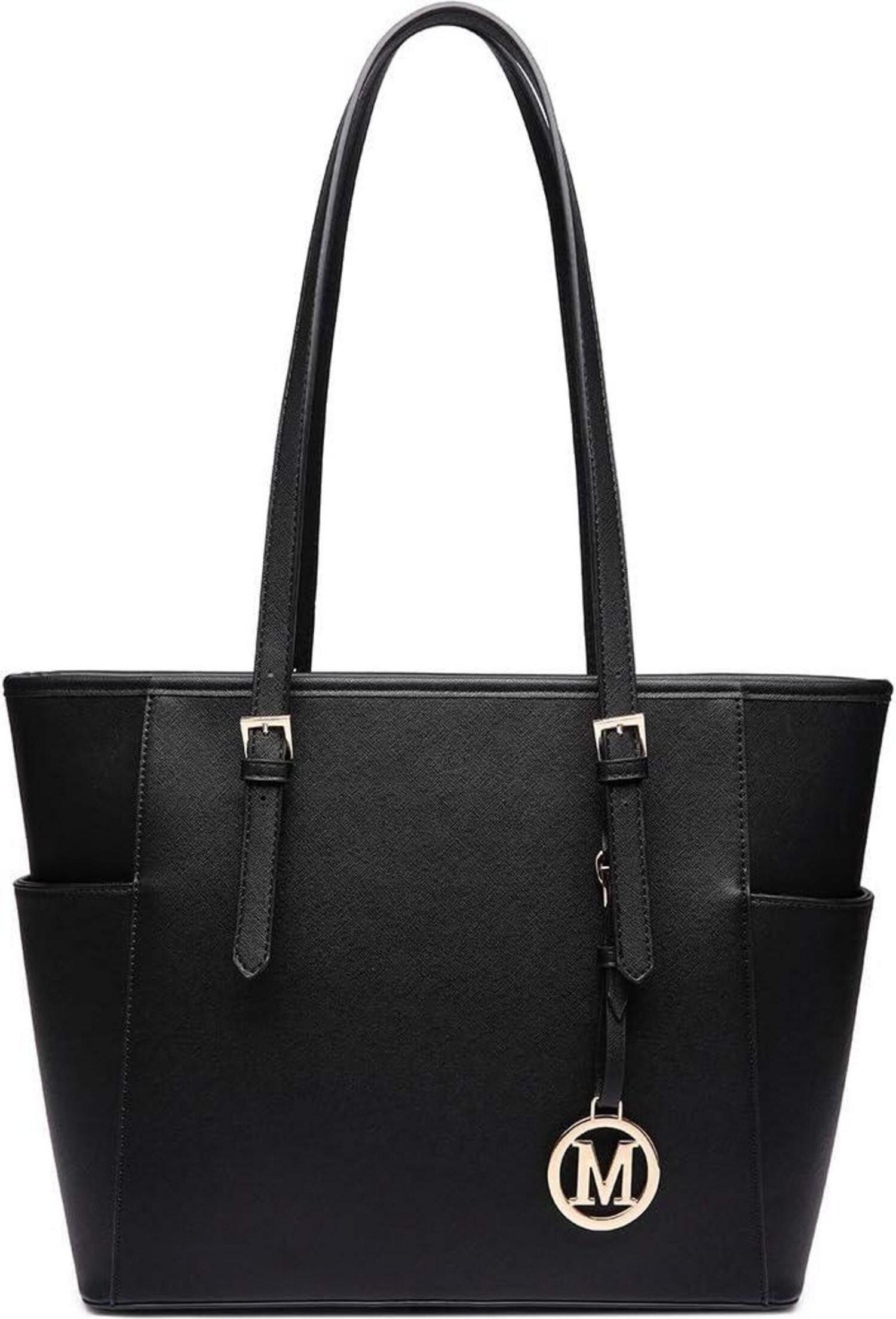 Miss Lulu torebka damska shopper torba na ramię czarna duża regulowana 35/28/15 cm