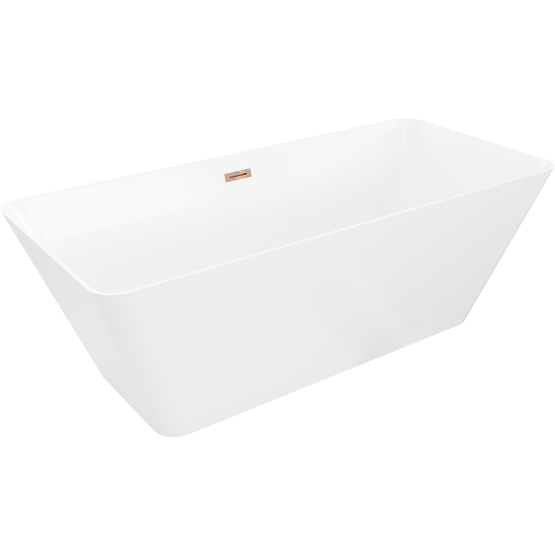 Mexen Velo Slim wanna wolnostojąca 170 x 75 cm, biała, przelew różowe złoto - 52811707500-60