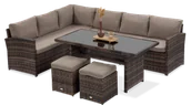 Meble ogrodowe - Narożnik Technorattanowy Salo + Pufy Brown - miniaturka - grafika 1