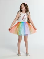 Sukienki i spódniczki dla dziewczynek - Sinsay - Sukienka z tiulem - biały - miniaturka - grafika 1