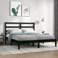 Łóżka - Lumarko Rama łóżka, czarna, lite drewno sosnowe, 120x200 cm - miniaturka - grafika 1